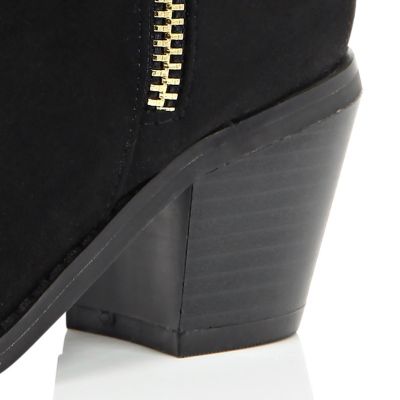Girls black zip trim ankle boots